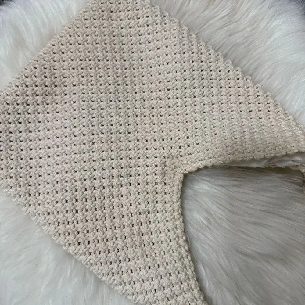 Vintage Cream Off White Shoulder Bag Purse Woven Crochet Country Cottage